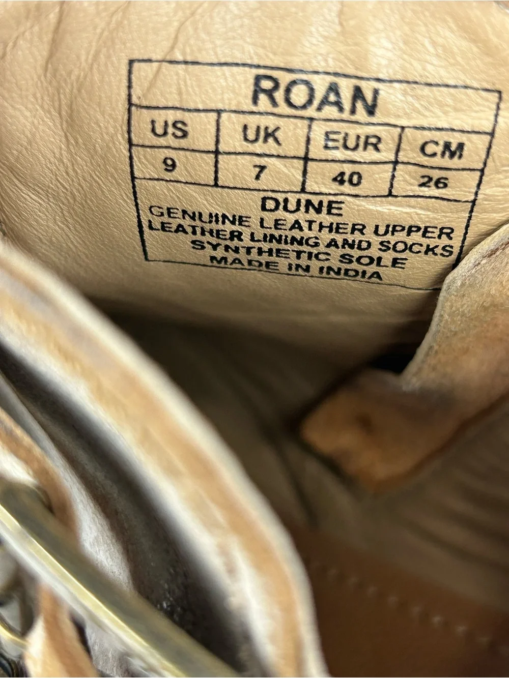 ROAN BY BED STU DUNE HEELED LEATHER ANKLE BOOTIE DISTRESSED TAN SIZE 9